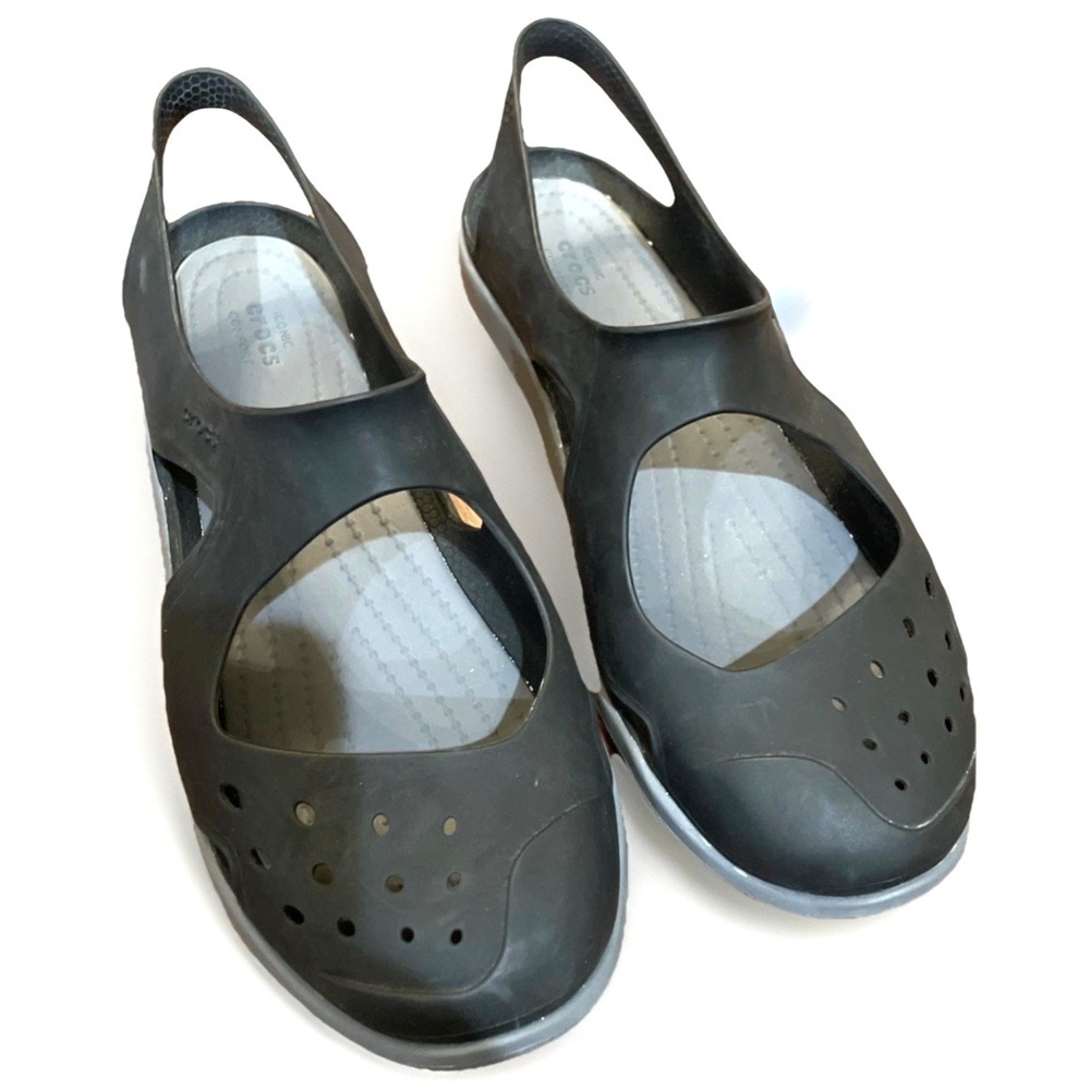 Crocs Swiftwater Wave Black Slingback Sandals Water Shoe Women's Size 6